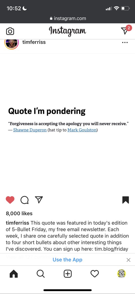 Well done <a href="/tferriss/">Tim Ferriss</a> - that one stopped me in my tracks.