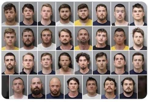 This looks like a collage of infected toenails you'd see hanging at a podiatrist office