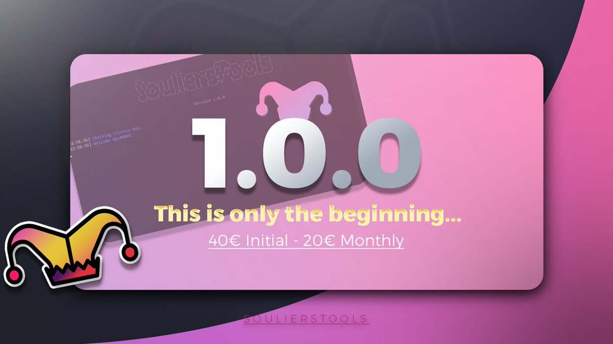 After a successful alpha and beta phase, we are pleased to announce the launch of SouliersTools.

SouliersTools is a tool that aims to ease your life as a botter🤖.

Be ready Tomorrow ( Sunday ) at 8 PM CET !
- Initial 40€ and then 20€/month.

RT &amp; LIKE FOR A LT KEY ! 🔑⚔️