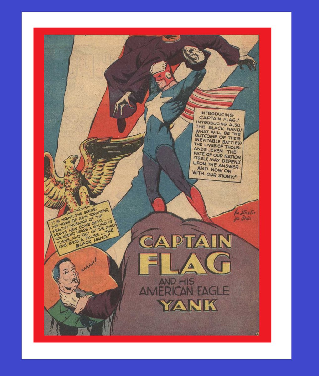 HeroesUnited_4's tweet photo. #CaptainFlag- #MLJ Comics (Archie Comics) - 1941 hero Captain Flag Tom Townsend in MLJ's #BlueRibbonComics, Blue Ribbon Comics Issue #16, defeating #Nazi saboteur, the Black Hand! #GoldenAg #WWII Hero for #USA! /4of4 https://t.co/lRAtqqY2jo