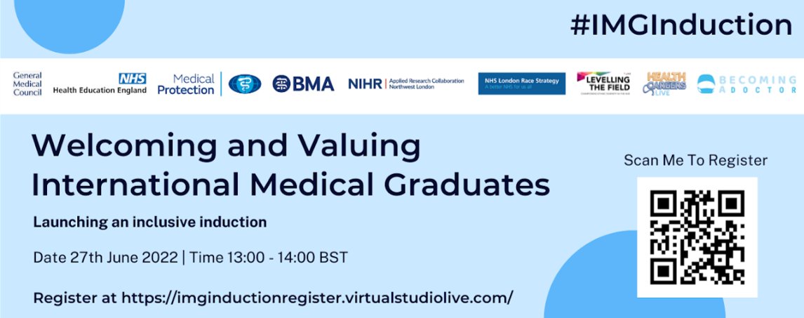 📢Standardised national #IMGinduction is ready for a roll out.
Join the launch webinar and celebrate the success of a massive collaborative effort to produce this guidance.
A start of a long road ahead to #SupportIMGs ✊
Register here …ductionregister.virtualstudiolive.com
📅27/06/2022
⏲️13:00