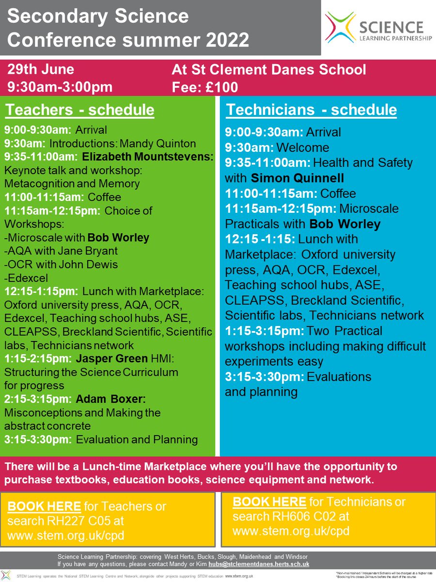 Not long to go now!
It would be lovely if you could join us.
If you are a secondary science teacher or technician!
Book Here: Teachers bit.ly/3O4VL34
Book Here: Technicians bit.ly/3y2Jh6s
<a href="/adamboxer1/">Adam Boxer</a>, Jasper Green, @drmountstevens, @Unclebo80053383 <a href="/Quinnell75/">Simon Quinnell</a>