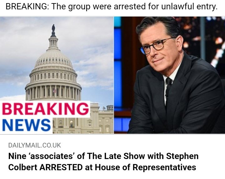 SecularSinnerr's tweet photo. #ColbertInsurrection
#ColbertCapitolBreach
#ColbertCoup
Lock Em Up!
You do the crime you do the Time.
Same crime as the people on Jan6th who walked in there illegally
Same Exact Crime.
Remember the crime you people claimed was so Serious.
That's atleast 2 Years. No Bail. https://t.co/EwJzFIFSnB