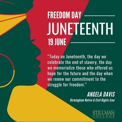 StillmanCollege's tweet photo. Today is #Juneteenth: Freedom Day for all enslaved Black people in America. It's a beautiful day to celebrate our beautiful brothers and sisters, our rich culture, and our relentless pursuit of equality and equity. ✊🏾♥️🖤 https://t.co/rjF63zWDXS