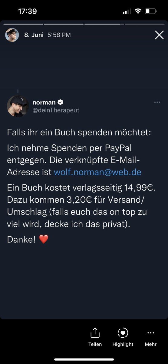 Bitte retweetet diesen Post, damit Menschen, die ein Spendenbuch brauchen, davon erfahren.

Hier findet ihr noch mal alle Infos:
- Wie spende ich?
- Wie erhalte ich ein gespendetes Buch?

Mobbing zerstört Leben. Doch wir haben die Chance, daran etwas zu ändern!