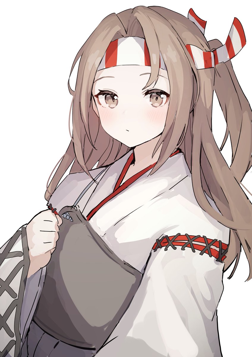 zuihou (kancolle) 1girl solo headband japanese clothes long hair hachimaki white background  illustration images