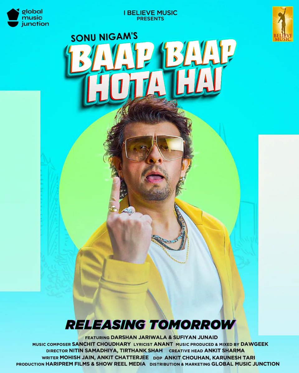 Releasing tomorrow.. the coolest Song for Father's Day sung by the uber cool singer #SonuNigam ji
Composed by <a href="/sanchitkaar/">Sanchit Choudhary</a>
Produced &amp; Mixed by <a href="/DAWgeek/">DAWgeek</a> And written by yours truly.

#SonuNigam #FathersDay #Slecial #BaapBaapHotaHai #NewSong #BBHH #HappyFathersDay #FathersDay2022