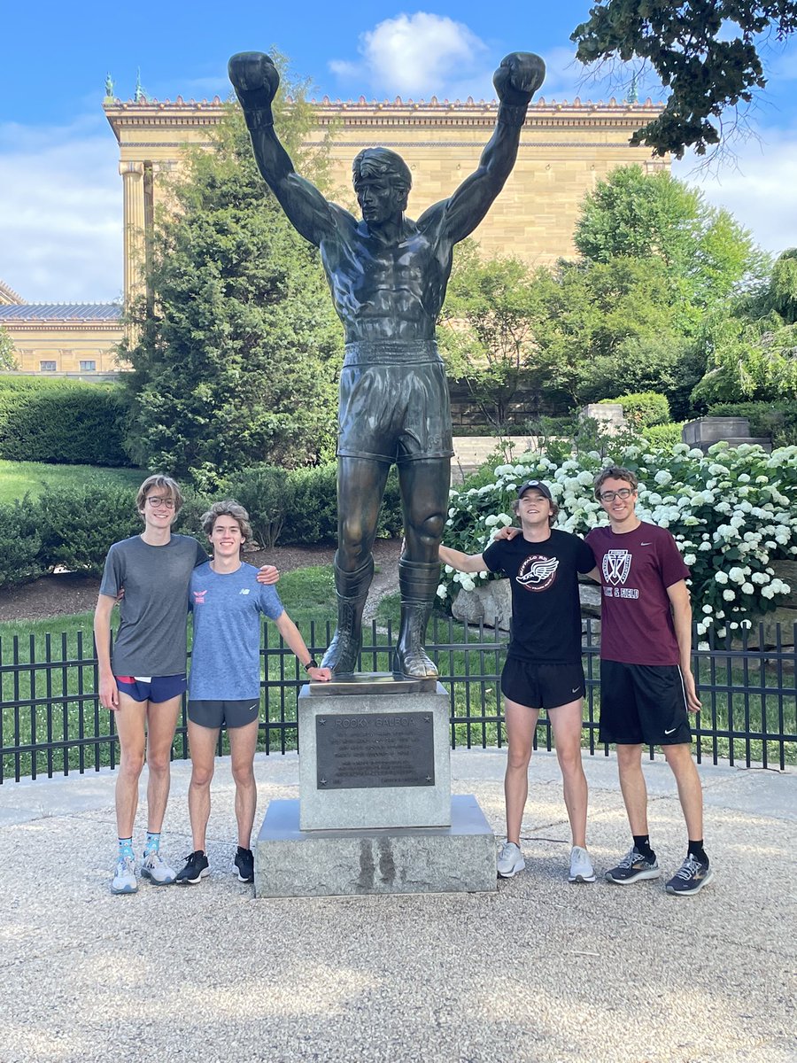 CoachIves's tweet photo. At approx. 6:00 PM CST tonight the quartet of @SamLeto12, @_willryan, @gabeshaw04, and @jacksonheidesch will toe the line in the 4x800 at #NBNationals. They will channel their inner Rocky Balboa! https://t.co/l5X1mqjibc