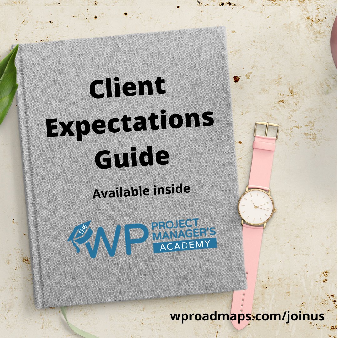 pmforprofit's tweet photo. Just one of the 80+ downloads available inside the Academy. Folks seem to have a lot of trouble knowing what expectations to set with clients and just how to do it. This guide can help. #WordPress #ProjectManagement #OnTime #WithinBudget #StopScopeCreep #JoinTheAcademy https://t.co/XoGrI6XIaf