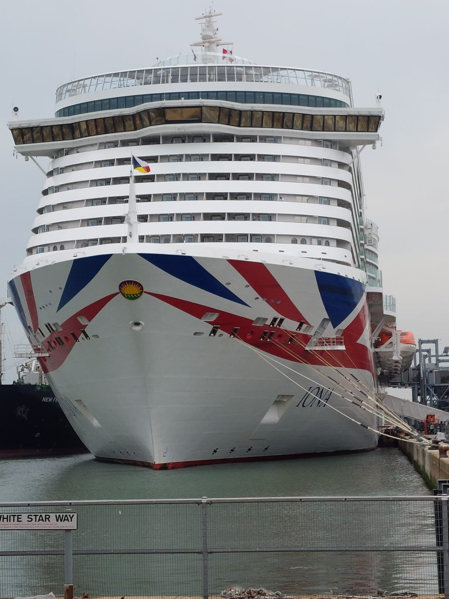After a 2 year wait, finally on board #IONA Shame major delay due to apparent wind. Other cruise ships have all sailed!!!