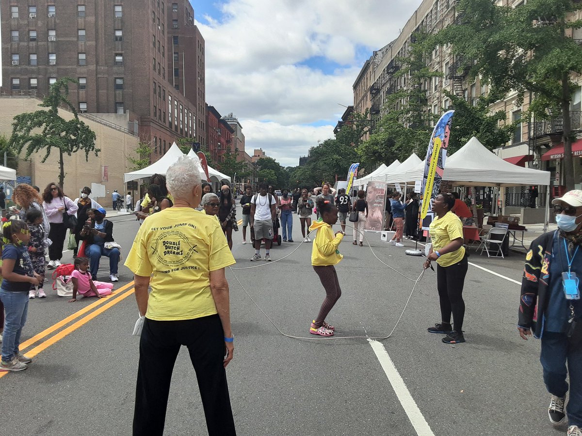 Checking out the @SchomburgCenter Literary Festival this afternoon. Enjoying the various talks and readings by @akwaekeemezi and @bryantterry -  and double dutch. Good to also see the @RevBooksNYC table. A great event to catch out this #juneteenth2022 weekend.