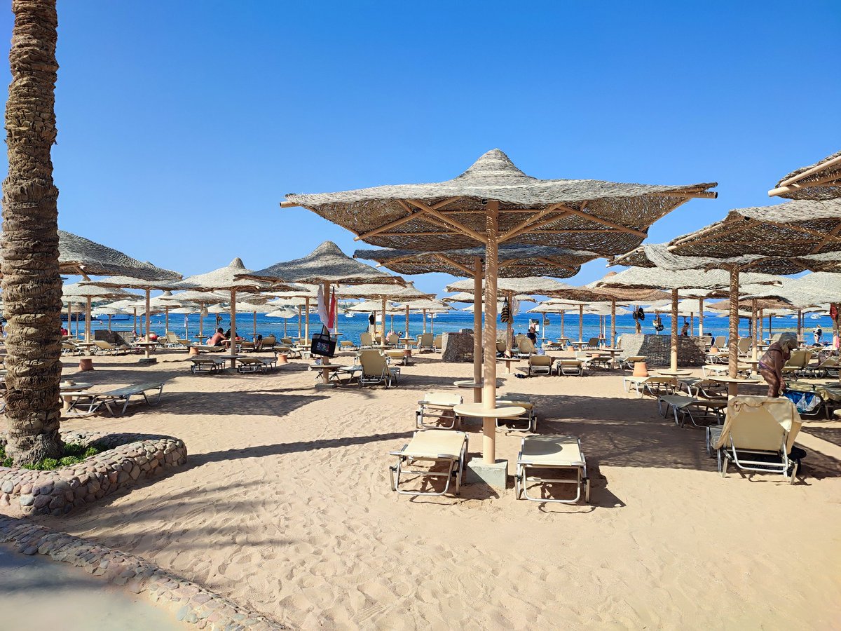 When your hotel gives you sun, sea and sand - oh and also enough sun loungers to accommodate all the guests five times over. Each with their own thatched umbrella. 

Oh and it was 36c (Celsius) today if you need to know.