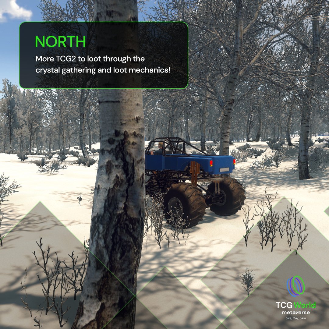 Explore the lands in the 🔹️North🔹️ region of the TCG World #Metaverse! 

Here you can find more crystals to loot and gather - mine them to earn #TCG2! 💰

🏔View plots in the North region here: tcg.world/north
#P2E #cryptocurrency #Gaming