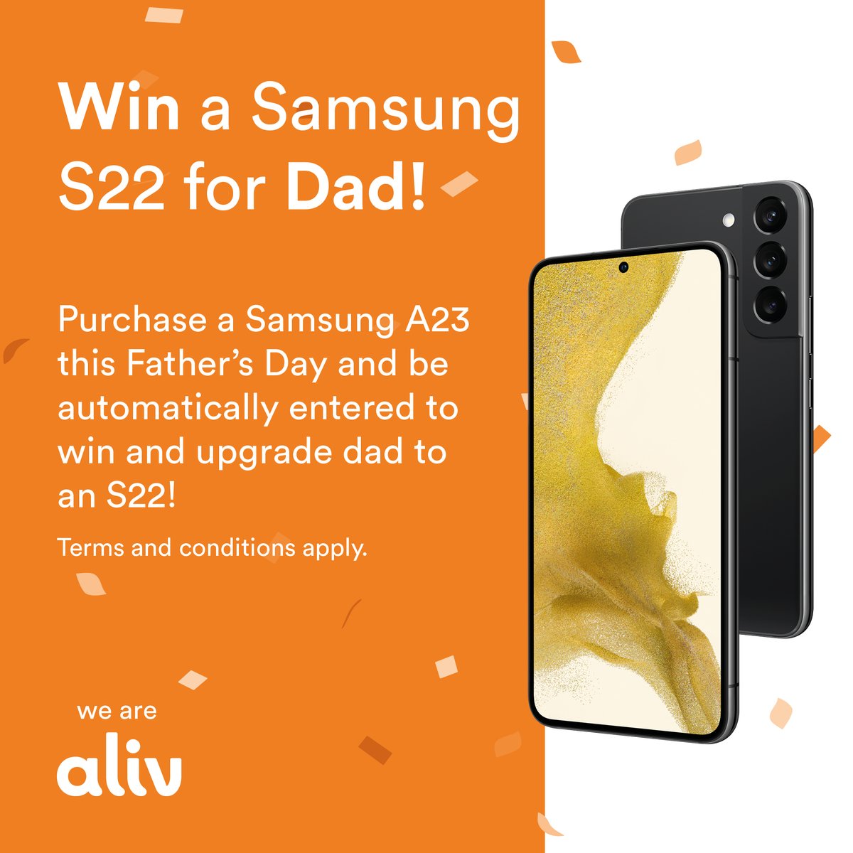wearealiv's tweet photo. Stop by ALIV and take advantage of this Father’s Day Savings today!

Enter to WIN the NEW Samsung S22 Today. Terms and conditions apply.

ALIV, Summer is here.

#ALIV #SamsungS22 #FathersDayPromotion #EnterToWin #ALIVSummer #SummerIsHere https://t.co/BwPfVlzq31