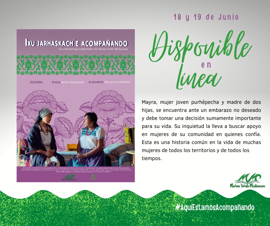 marea_michoacan's tweet photo. Dale al play y mira el cortometraje que realizamos colectivamente desde la ternura, para hablar del aborto con todo el mundo.
💚💜
*Disponible en línea este fin de semana* 
👉🏾 https://t.co/x9qywrPgUs
PD. Nos encantaría leer sus impresiones en comentarios 
#AbortoLegalMichoacán https://t.co/VDQShmH2Pp