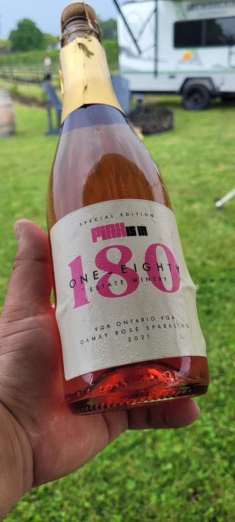 BucarsRV's tweet photo. What pairs nicely with a Saturday? 🍷

This bottle of Pink is In and this view from 180 Estate Winery in Jordan Station, Ontario! 

@180wines 

#RVwithJC #GreatCanadianRoadTrip #GoRVingCanada #BrewDocking #180estatewinery #drink180 https://t.co/j2eYx1SwHQ