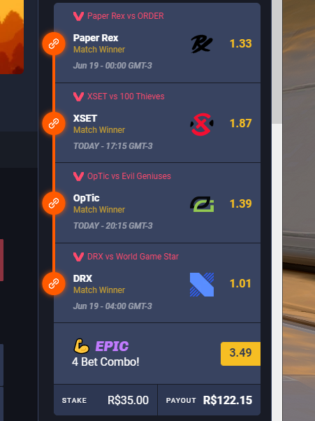 apostinhas do rivaldo no VCT NA feitas!! quem confia?

terça começa os playoffs do VCT br, ansiosa pra ficar rika auu enquanto isso vamo no NA

vem apostar cmg rivalry.com/pt/terms/paula…), faz seu depósito usando o cupom PAULANOBRE100 e ganhe 100% de bônus até R$ 550!!! boraa 🔥🔥🔥