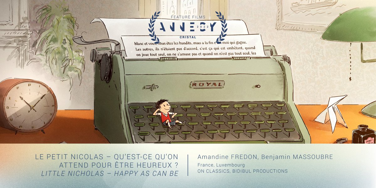 annecyfestival's tweet photo. Cristal du long métrage 
✨ "Le Petit Nicolas – Qu'est-ce qu'on attend pour être heureux ?" de Amandine Fredon et Benjamin Massoubre
//
Cristal for a Feature Film
✨ "Little Nicholas – Happy as Can Be" by Amandine Fredon and Benjamin Massoubre

@BAC_FILMS https://t.co/GHmXEMjR4t