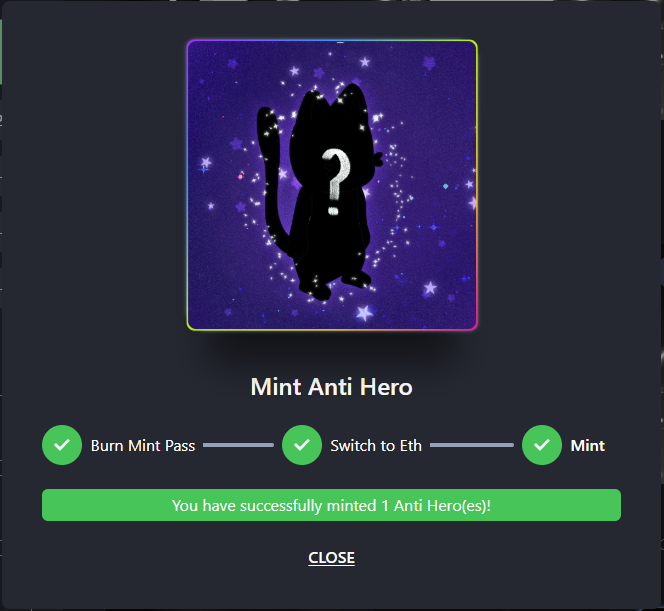 PShiskowski's tweet photo. $5 in gas to mint my anti-hero! Couldn't be more stoked! @HeroGalaxyNFT #P2E #BlueChipNFT #Mint https://t.co/PaVvZvLo5T