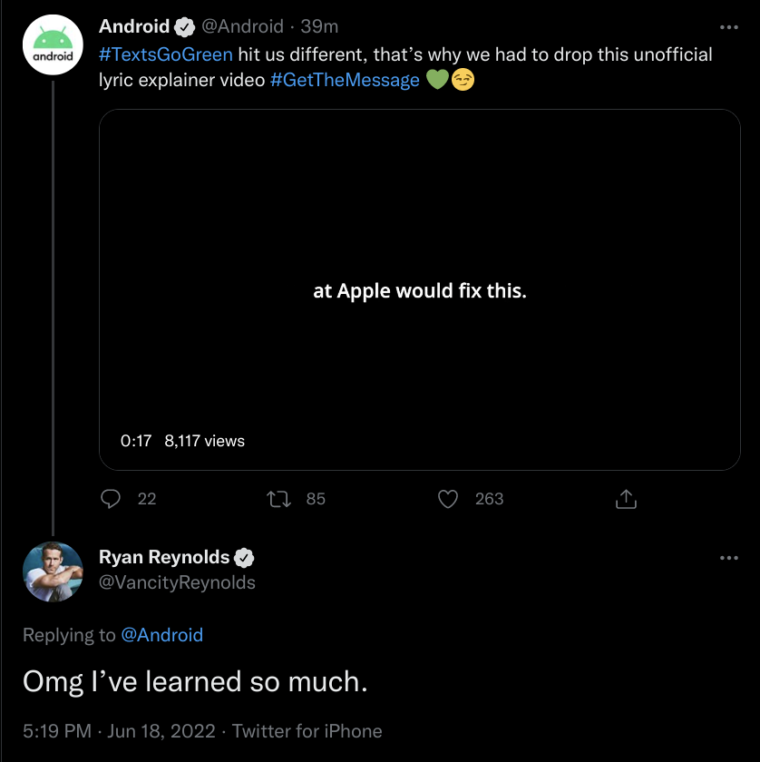 backlon's tweet image. SMS and MMS are the worst and Android supports the modern, secure, and standard replacement for them both. It would be pretty, pretty cool if we could leave 160 characters behind us for good. I mean hell, @VancityReynolds is wasted on his own gin and even he gets it now.
