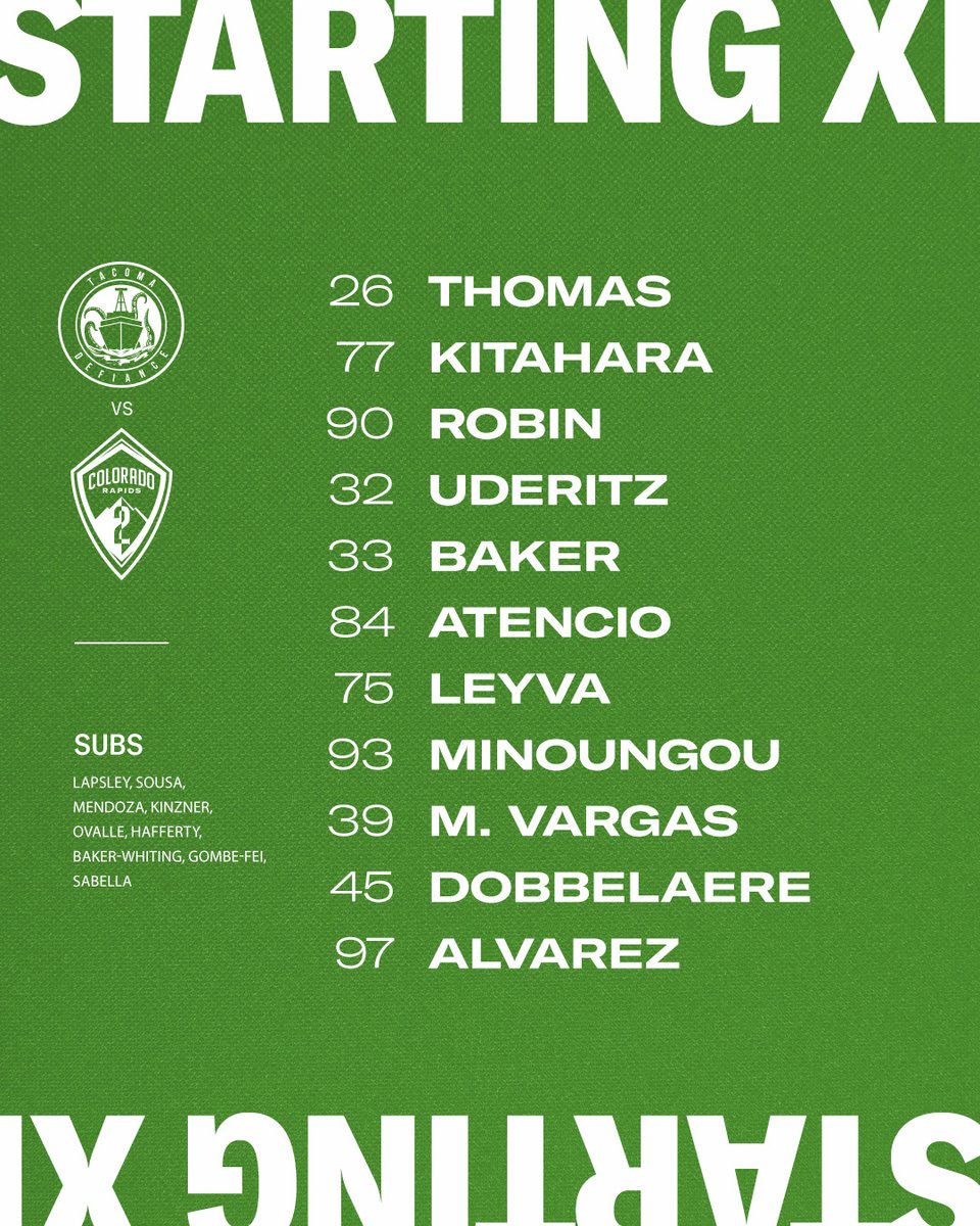Here's our starting XI for tonight's match!

#DefiantlyTacoma