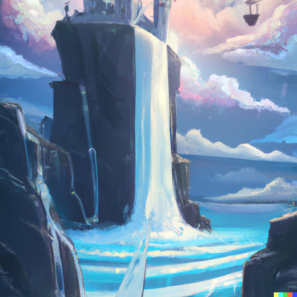 HilalAsyraf's tweet photo. Hari ini saya mencuba satu AI lukisan, yang melukis hanya dengan description yang saya berikan.

Saya tulis "a floating castle at the sky with running waterfall at the side of it, digital art" dan ini hasilnya.

Fuh, tak dapat bayang 5 tahun lagi macam mana teknologi ni. https://t.co/un3ge7Jb7w