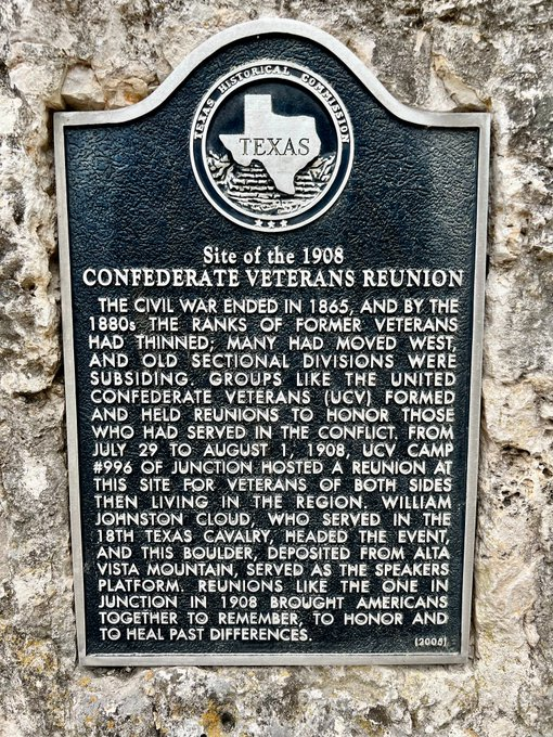TexHistMarkers's tweet photo. Site of the 1908
Confederate Veterans Reunion
Junction, Kimble County, Texas
Location: 30.4892283, -99.7578543
#Texas #History #TexasHistory #KimbleCounty
#CivilWar https://t.co/KOfSMSsxFh