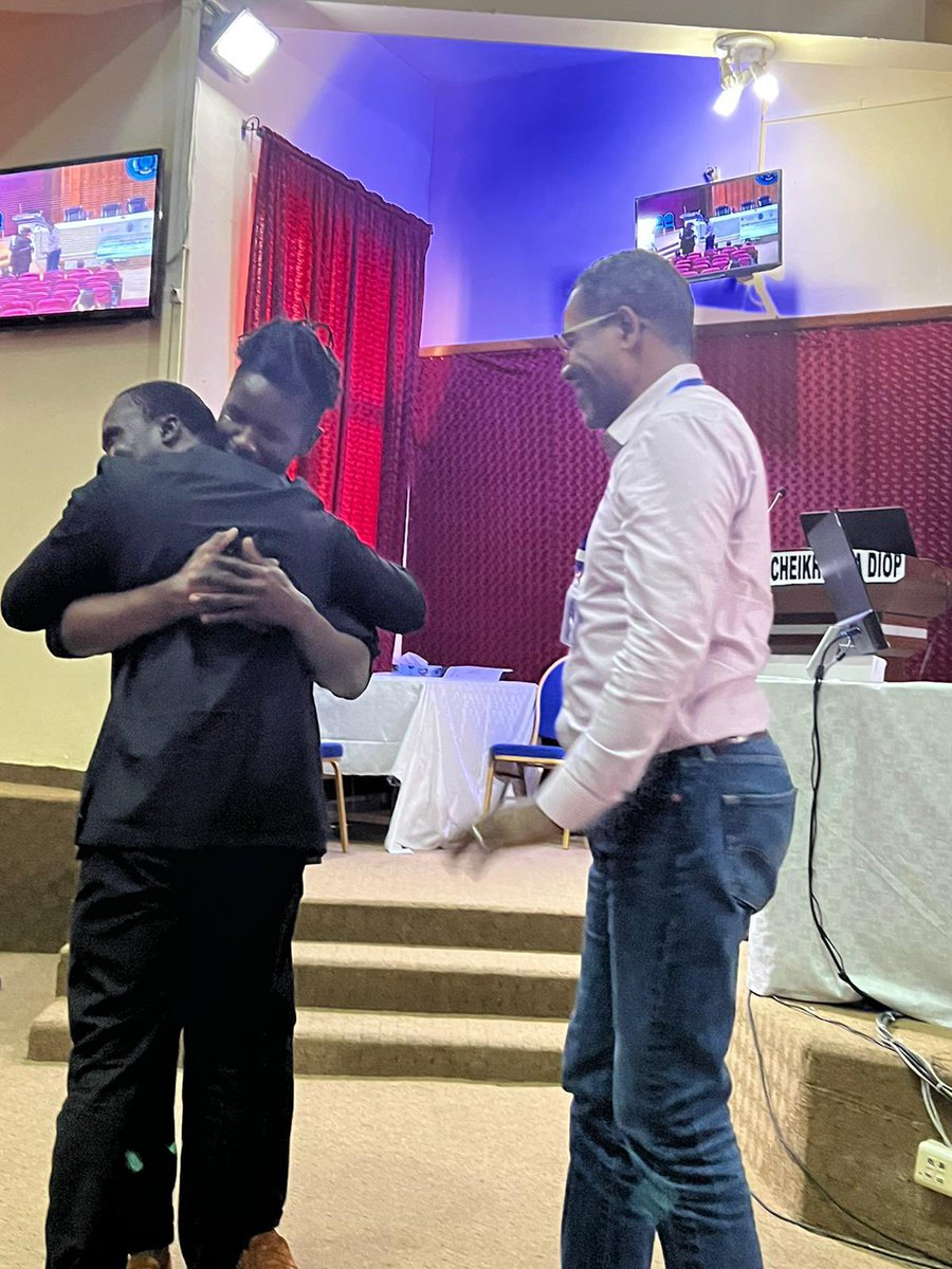 ISGRJRutgers's tweet photo. Hugs to close out the #Dakartranslationsymposium, an unprecedented first global initiative fostering dialogue and togetherness across 4 continents and 4 languages. A powerful 5 days.
@Pardlo @patrickrosal @MariaRBeltran #BabaBadji #MichelleStephens @UCAD_Senegal @RutgersU https://t.co/xnUZnOosW0