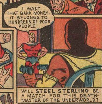 HeroesUnited_4's tweet photo. #SteelSterlilng- #MLJ Comics (Archie Comics) - 1940s hero Steel Sterling (John Sterling), "The Man of Steel," in #ZipComics, 1st appearance in Zip Comics Issue #1 (Februrary 1940), battles Black Knight gang to seek to restores money to public /3of3 https://t.co/dS01siTlgc