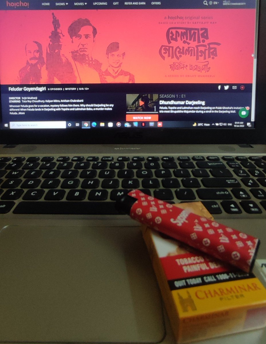 Watched the first episode of #DarjeelingJawmjawmat . Loving it already!❤️ Tried Charminar for the first time, just to get that vibe😂 #FeludarGoyendagiri @srijitspeaketh @hoichoitv