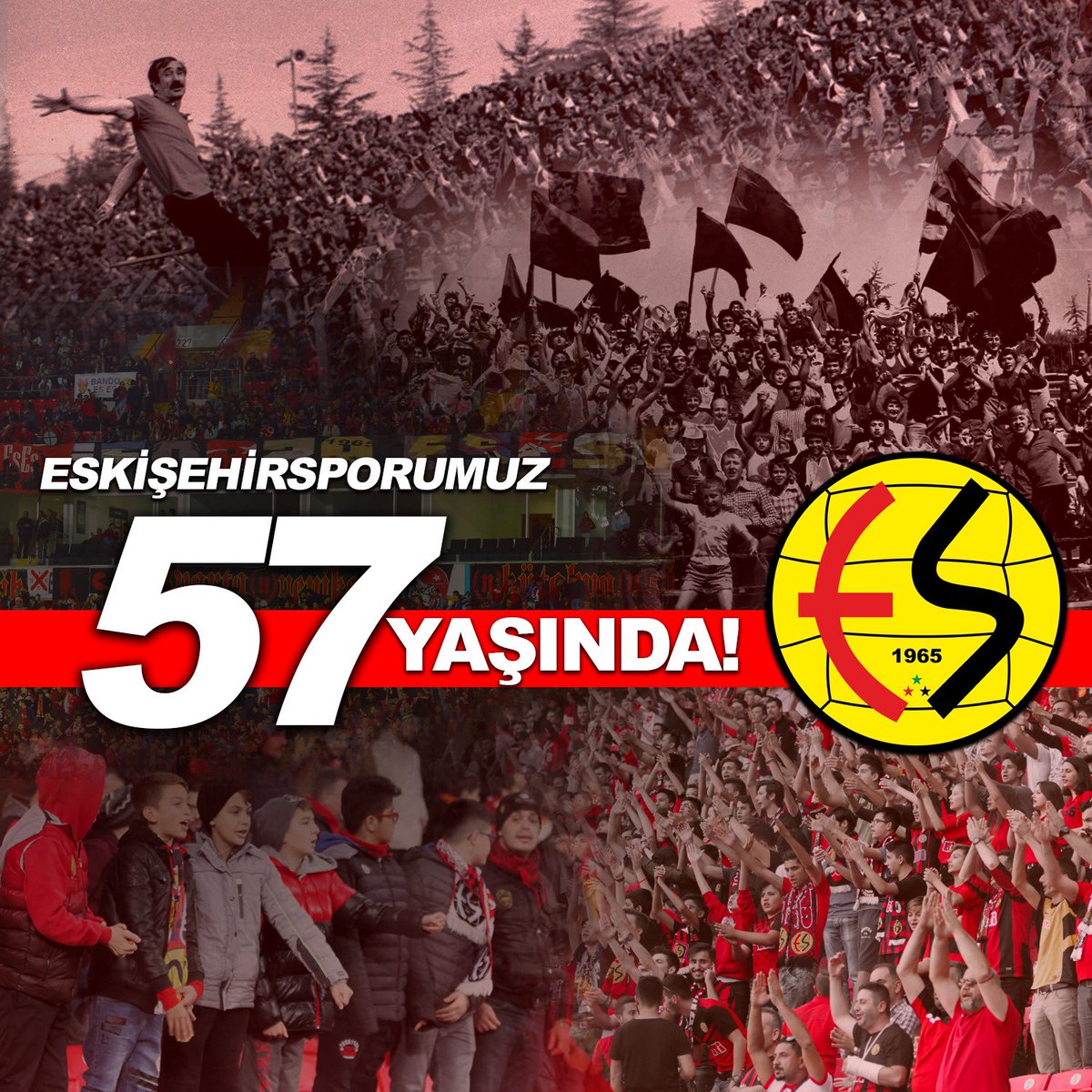 Eskisehirspor's tweet photo. Sevinmek için sevmeyenler, vazgeçmeyenler, mirası arma sevgisi olanlar 57 senedir burada!

Nice yıllara EFSANE! 

#Eskişehirspor57yaşında 

🖤❤️ https://t.co/N2XjAig2pe