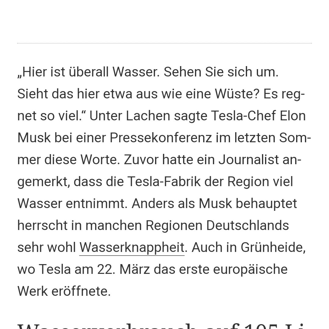 HeringMahara's tweet photo. @MauliBewohner Auch in Brandenburg durch Tesla wurde die Situation sogar noch schwieriger. 

Hier ein Artikel der nicht mit "Kein Wasser für den Pool" anfängt. Außerdem gibt es in dem Artikel diesen einen Satz, der mich so tierisch wütend gemacht hat. 

https://t.co/nOLHIZeREV https://t.co/z3it8fka9e
