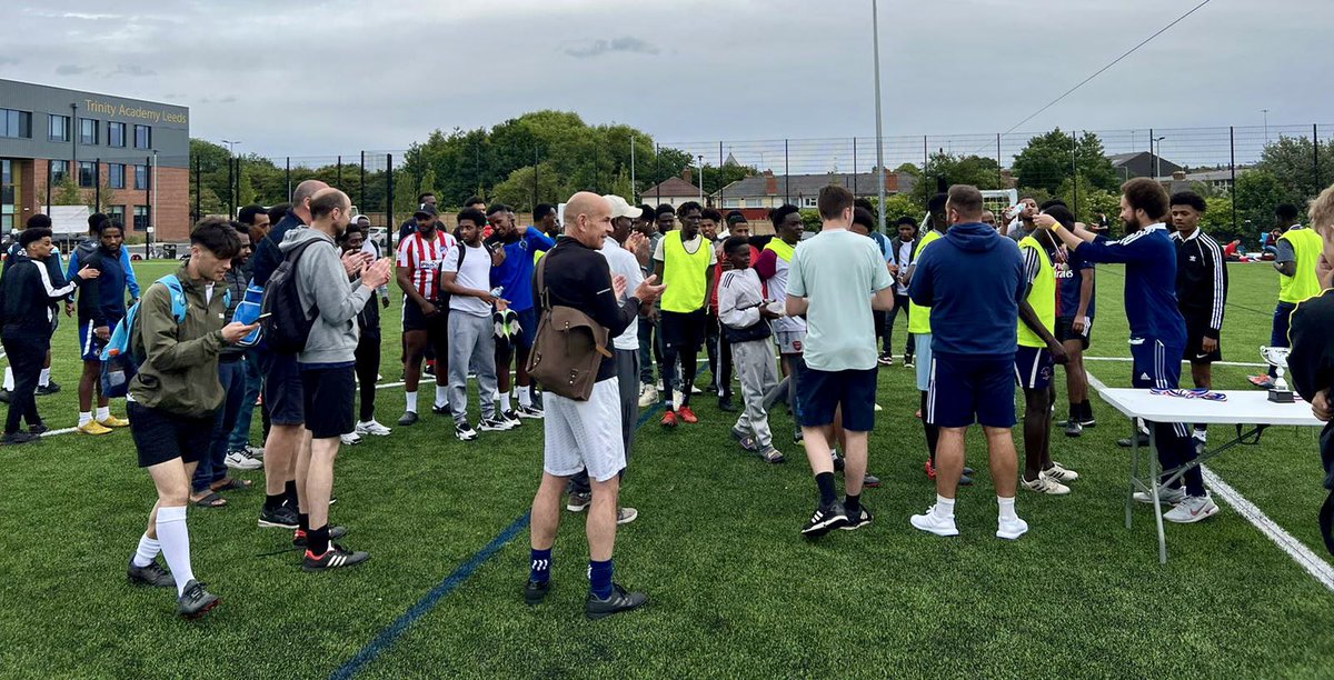 TrinityAcademyL's tweet photo. We were delighted to host our friends @LeedsRF today for the Refugee World Cup! Well done to the worthy winners.  🇪🇷 💜🌟 https://t.co/Se70295RU4