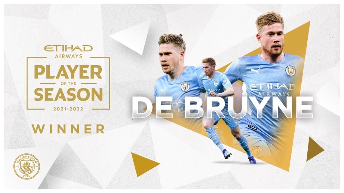 premier_py's tweet photo. #CityAwards: !Kevin De Bruyne๐ง๐ช es elegido 'Futbolista de la Temporada' de Man. City๐ต!. ๐๏ธ
DATO: Kevin De Bruyne๐ง๐ช es el 2ยฐ en la historia en ganar +4 veces tras Richard Dunne๐ฎ๐ช. ๐๏ธ
2021/22:
๐Premier League
๐
PL POTY
๐
PFA TOTY https://t.co/gpJwSbwOiN