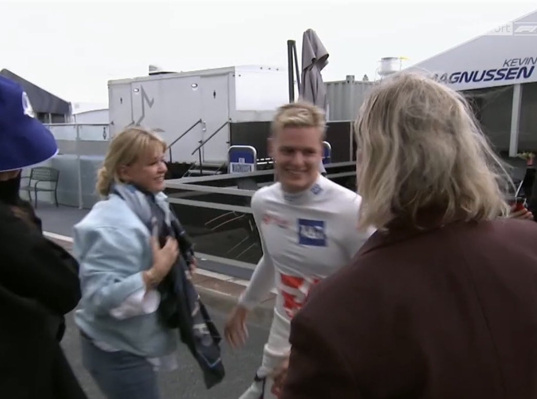 Vetteleclerc's tweet photo. Mick with his mother and Sabine after quali 🥰

#CanadianGP https://t.co/08bRTxyS4U
