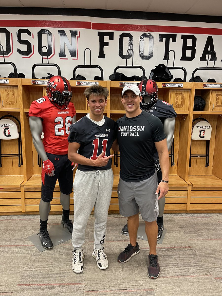 After a great camp and conversation with Coach <a href="/porter_abell8/">Porter Abell</a>, I am grateful and honored to announce that I have received my first Division I offer from <a href="/DavidsonFB/">Davidson Football</a>! <a href="/Scott_AbellFB/">Scott Abell</a> <a href="/_Coach_Hof/">Austin Eisenhofer</a> <a href="/FootballCrespi/">Crespi Football</a> <a href="/porter_dameon/">Dameon Porter</a> <a href="/Fifthandoak/">Fifth and Oak Consulting</a> <a href="/run2daylightRB/">Ayinde Bomani</a>
