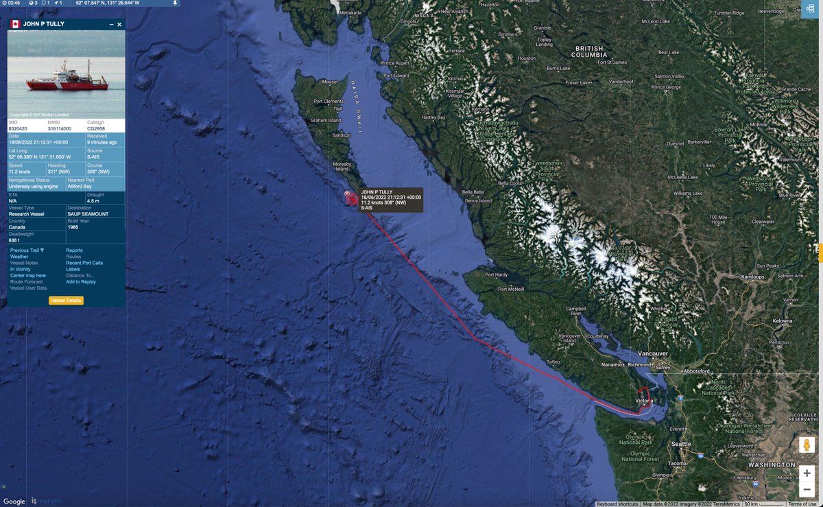 #JohnPTully The John P. Tully's track Northward from Vancouver. #vesseltracking by @BigOceanData