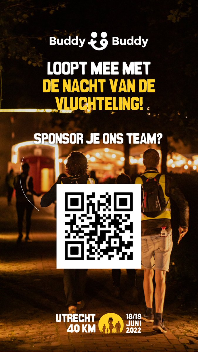 Yaaaaay! Met 15 buddy's gaan we zometeen de Nacht van de Vluchteling lopen om geld op te halen voor wereldwijd ruim 82 miljoen vluchtelingen die hulp nodig hebben. Steun jij onze 40 wandelkilometers💫💪👇👇👇👇