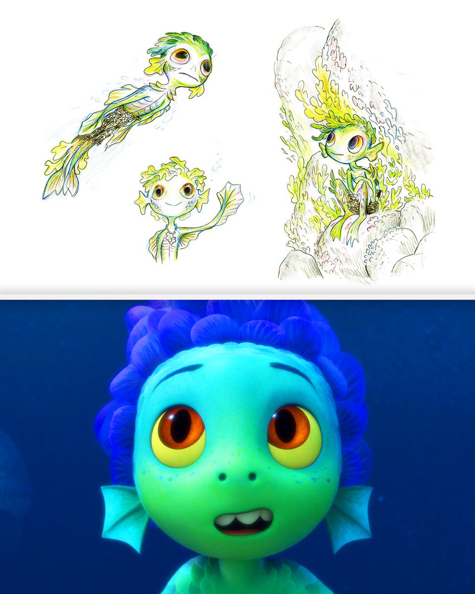 Pixar's tweet photo. Would you Luca that! Sea how these characters transformed from concept art to final frame. 🌊 https://t.co/RbJHRTLSR2