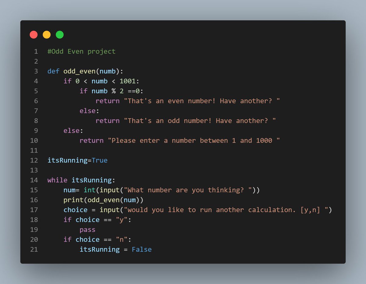 iam_odion_'s tweet image. #100DaysOfCode 
Day 4
#Python 
Mini Python projects
- Odd and Even numbers
- Word counter
- Acronym
- Rock, Paper, Scissors
#pythonprogramming #Python3