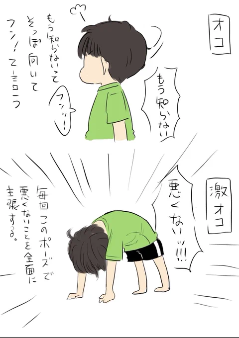だいぶ前に描いた(多分載せてない)息子のおこの様子記録、今はしてない😠 