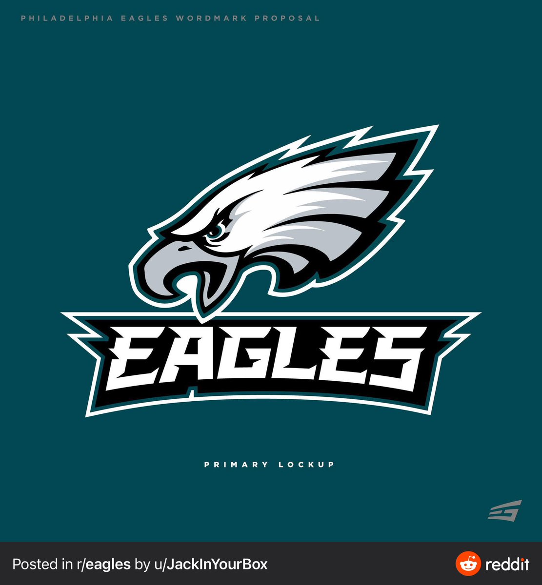 PHLEaglesNation's tweet photo. A graphic designer on Reddit combined the former #Eagles word-mark with the newly revealed one, and came up with this reimagined look. 

Thoughts? 🤔 https://t.co/ibGMGqBX5A