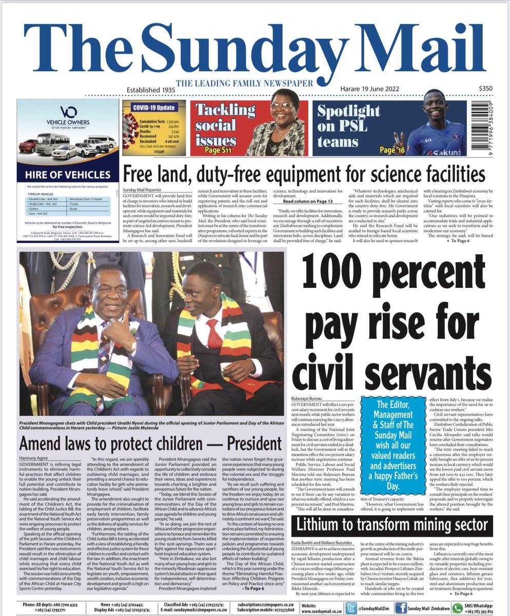 nickmangwana's tweet photo. Are you a civil servant? Read tomorrow’s  @SundayMailZim . Paita mari https://t.co/QgxFavCtxV
