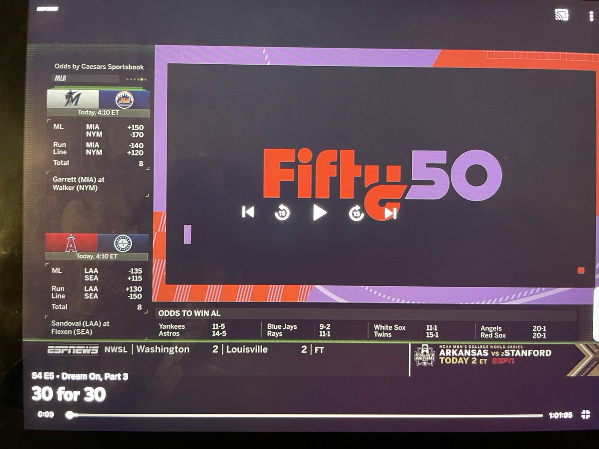 simpconnection's tweet photo. Hey @espn: real classy to claim to be championing women’s sports by squeezing #30for30 #DreamOn and running MLB betting odds around the frame. #womensbasketball https://t.co/TIYeWbzsK4