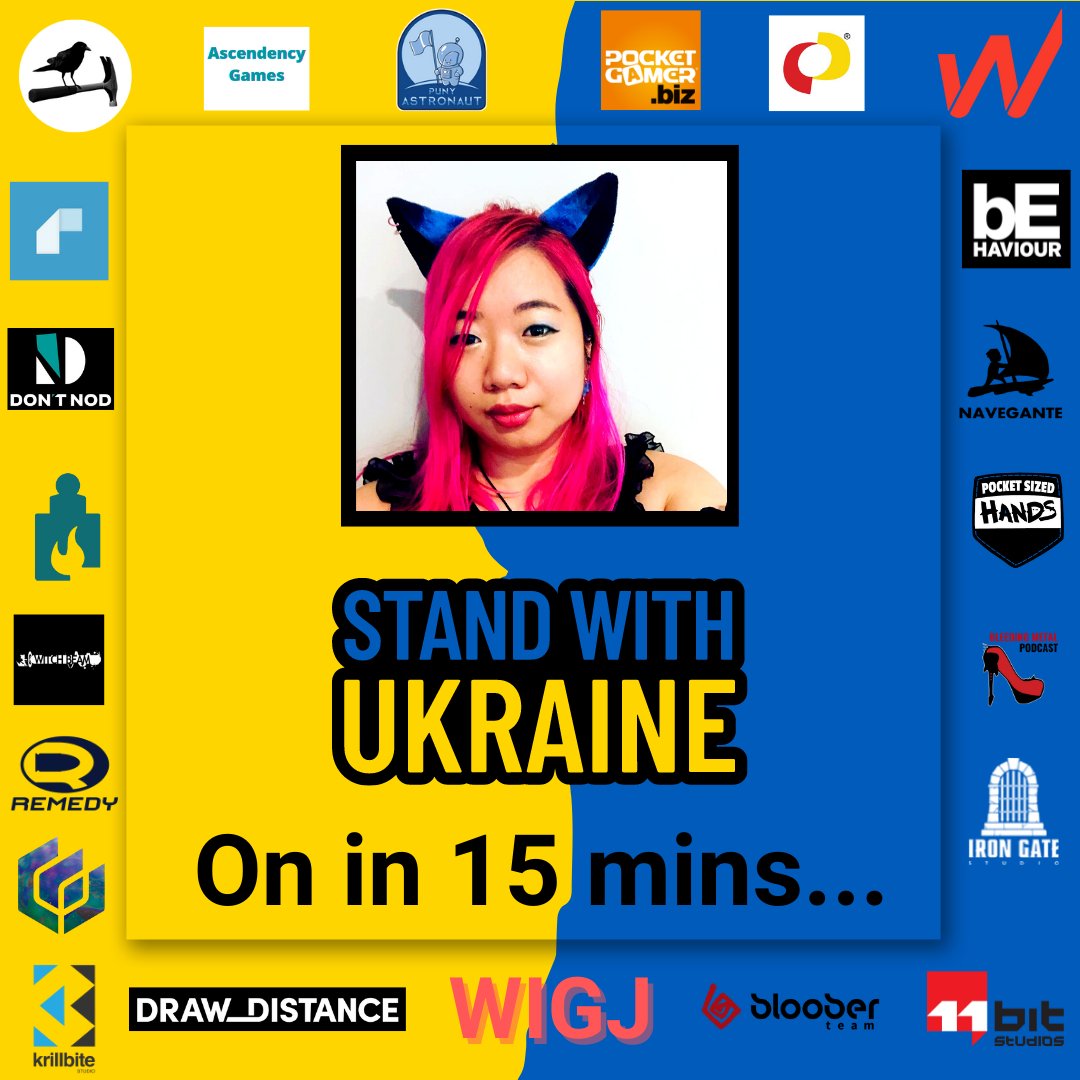 IGDA's tweet photo. In 15 minutes, Monica and Jakub will take over the WIGJ Twitch to play Rain on your Parade. Join to support this #StreamForUkraine and for a chance to win prizes!
https://t.co/pC8VqNoSMW
#WIGJ #StandwithUkraine https://t.co/gKhbLptOux