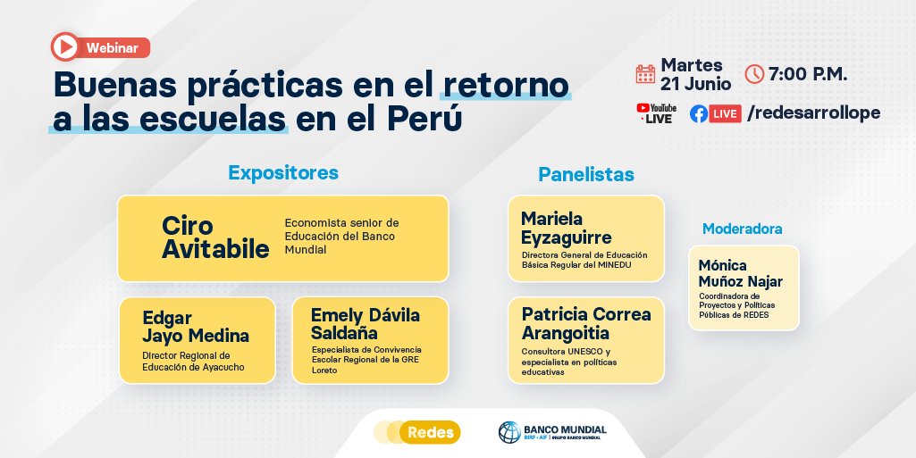 redesarrollope's tweet photo. #WebinarRedes
"𝗕𝘂𝗲𝗻𝗮𝘀 𝗽𝗿𝗮́𝗰𝘁𝗶𝗰𝗮𝘀 𝗲𝗻 𝗲𝗹 𝗿𝗲𝘁𝗼𝗿𝗻𝗼 𝗮 𝗹𝗮𝘀 𝗲𝘀𝗰𝘂𝗲𝗹𝗮𝘀 𝗲𝗻 𝗲𝗹 𝗣𝗲𝗿𝘂́"
Discutiremos sobre los factores comunes en las buenas prácticas educativas a nivel subnacional.
🗓️ 21 de Junio
🕗 7 PM 
En vivo vía🔗👉 https://t.co/BMpVFNnG6h https://t.co/lEM17znfOQ