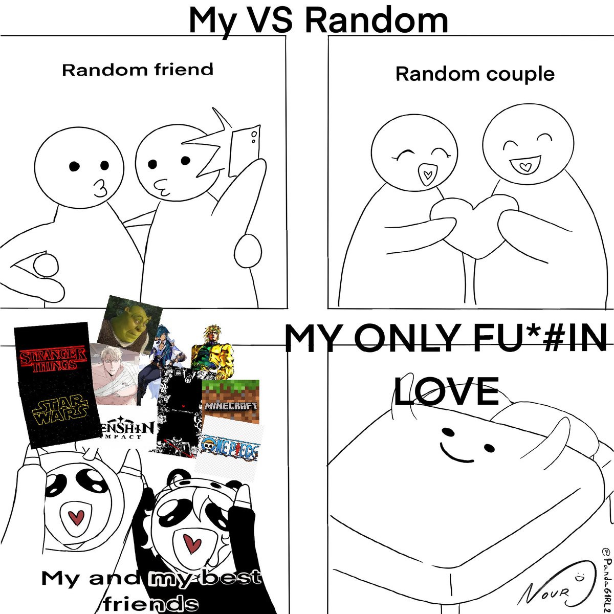nour_ryann's tweet photo. My VS Random #PandaG1RL2 #Anime #BFF #meme #ONEPIECE https://t.co/xXOVPBXjl3