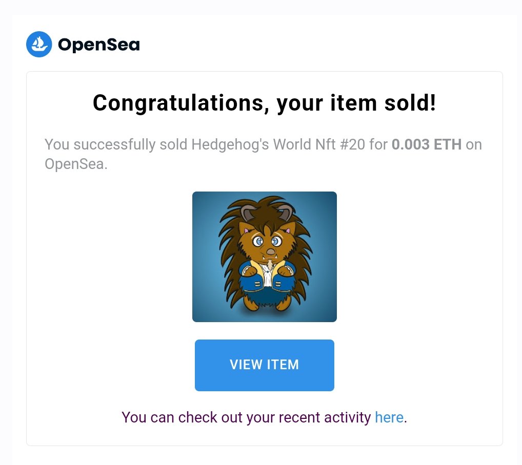 Sold 🎉🎉
🥰😍 Thank you very much for buying these hedgehogs ❤️🦔❤️
I thank its new owner for being in our family. I am very grateful for all the support.

#NFTsales #NFTCommunity #nftcollectors #worldshedgehog #nftbuyers