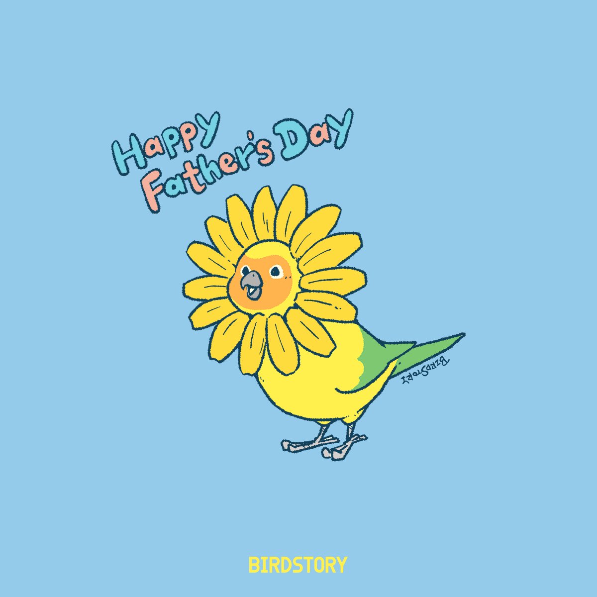 「おはようございます。
本日は6月19日、父の日とのことです🐣
よき一日となりま」|BIRDSTORYのイラスト