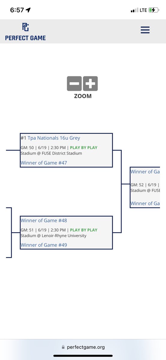 Big 12-1 win for <a href="/tpanationals/">TPA Nationals</a> 16u Grey! <a href="/CarterZamora27/">Carter Zamora</a> was absolutely dialed in on the bump &amp; bats stayed hot🔥 Finish pool play 2-0 with 20 runs scored &amp; 1 allowed. Good enough to earn the #1 seed going in to championship Sunday‼️ 2:30pm @ Fuse District Stadium tomorrow!